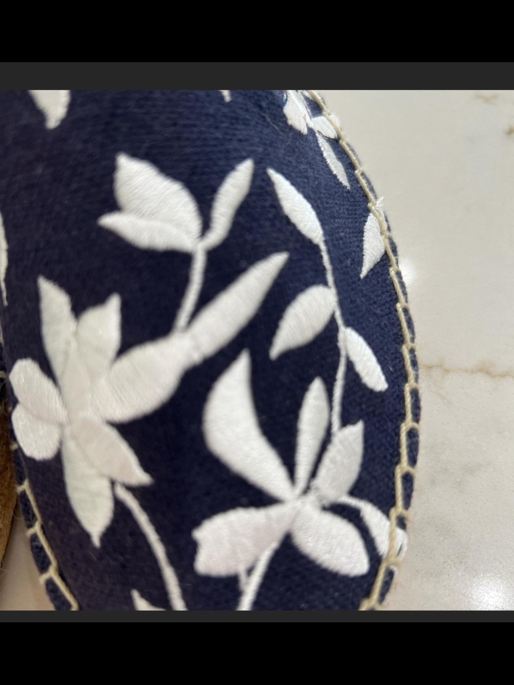 Soludos Navy and White Floral Embroidered Espadrille Slip-Ons - Picture 3 of 4